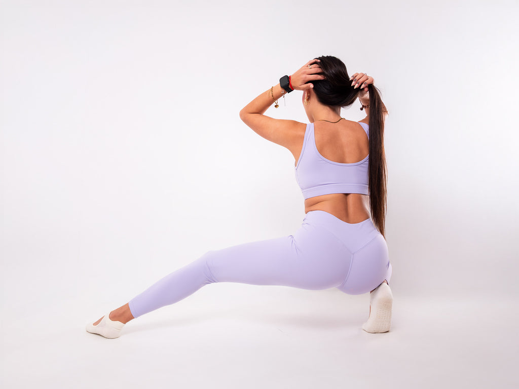 Set Athleisure 2 Piezas - Top + Leggings Cintura Cruzada - Lila