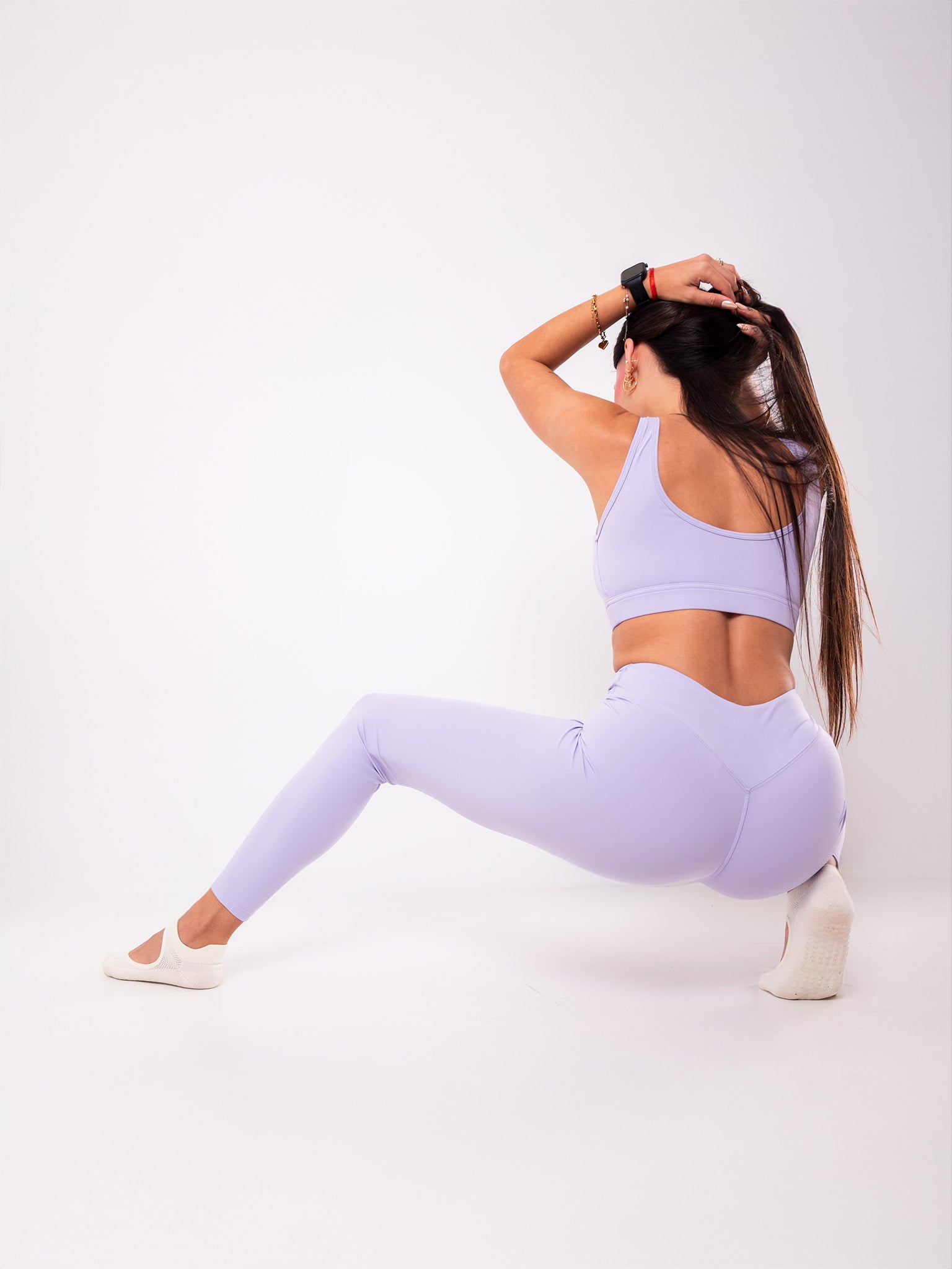 Set Athleisure 2 Piezas - Top + Leggings Cintura Cruzada - Lila