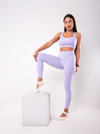 Set Athleisure 2 Piezas - Top + Leggings Cintura Cruzada - Lila