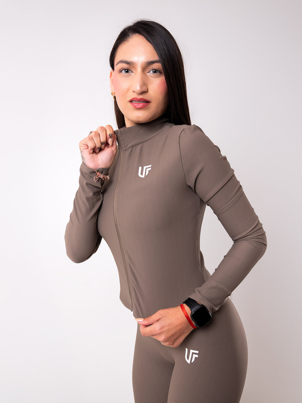 Set 3 Piezas - Leggings + Campera + Top Textura Ribbed