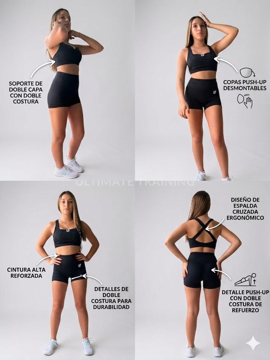 Calza Biker Negra Tiro Alto - Efecto Push Up Squat Proof