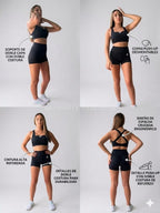 Calza Biker Negra Tiro Alto - Efecto Push Up Squat Proof