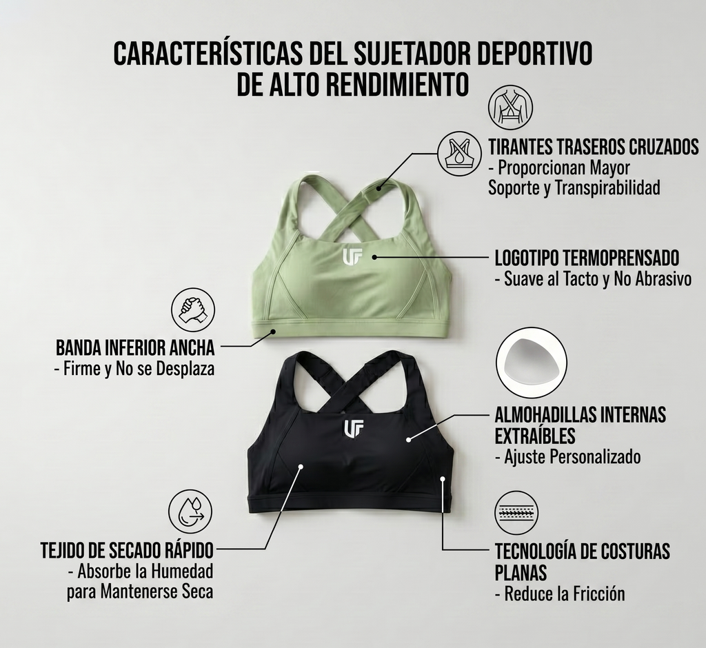 Top Deportivo UF Espalda Cruzada - Soporte y Comodidad - Negro