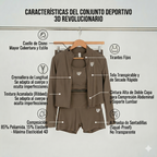 Conjunto 3 Piezas Mocha - Top + Short + Chaqueta Deportiva