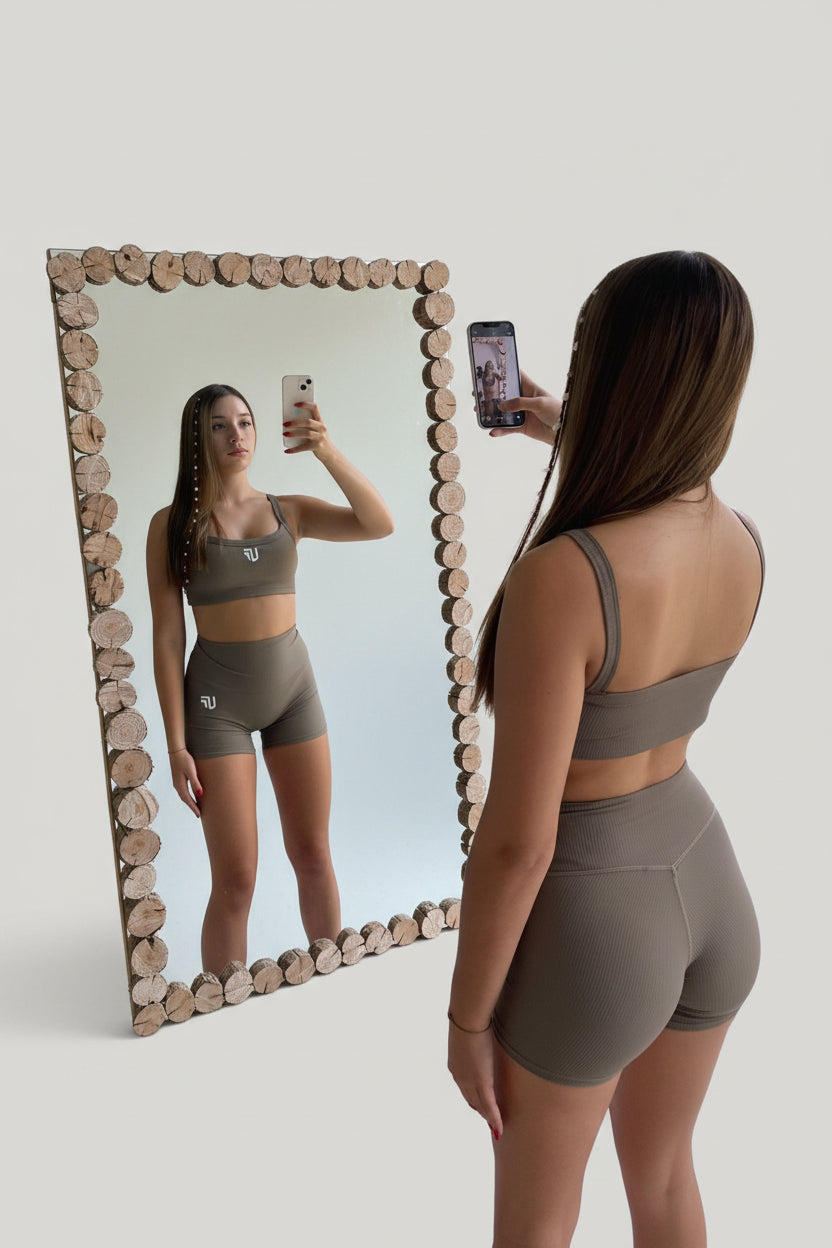 Conjunto 3 Piezas Mocha - Top + Short + Chaqueta Deportiva
