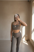 Conjunto RIB - Top + Leggings Textura Ribbed - Mocha
