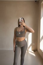 Conjunto RIB - Top + Leggings Textura Ribbed - Mocha