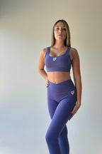 Set Athleisure 2 Piezas - Top + Leggings Cintura Cruzada - Azul