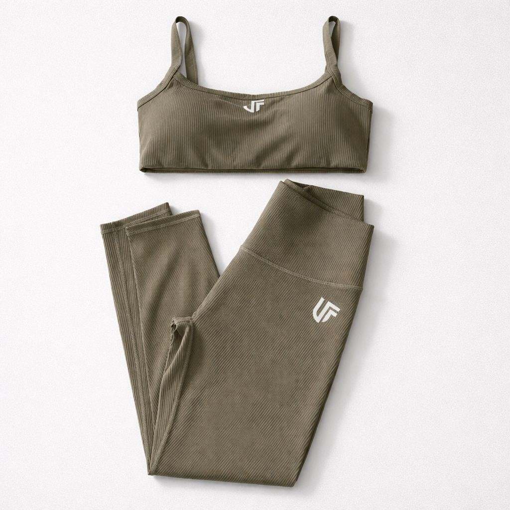 Conjunto RIB - Top + Leggings Textura Ribbed - Mocha