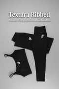 Conjunto RIB - Top + Leggings Textura Ribbed - Negro