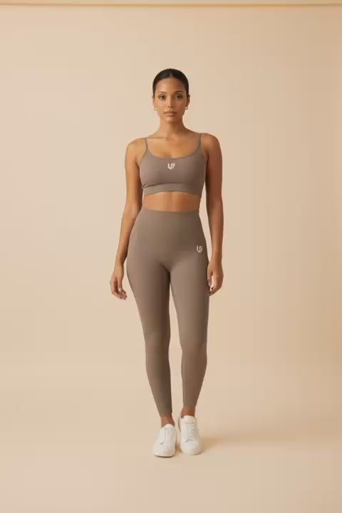 Conjunto RIB - Top + Leggings Textura Ribbed - Mocha